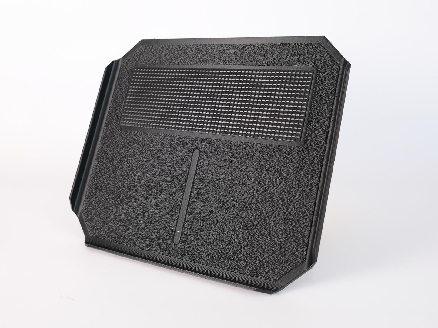Large trainer tray with a grippy surface for Garmin and wahoo out front mounts on a white background